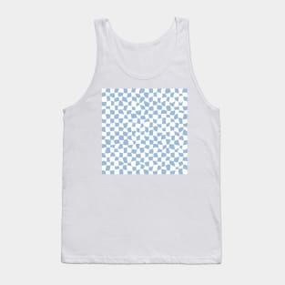 Warped Checkerboard, White and Blue Tank Top